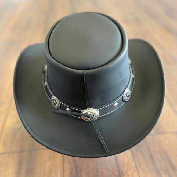 Water Resistant Leather Cowboy/ Cowgirl Western Hat. Matt Finish real Leather main image 5